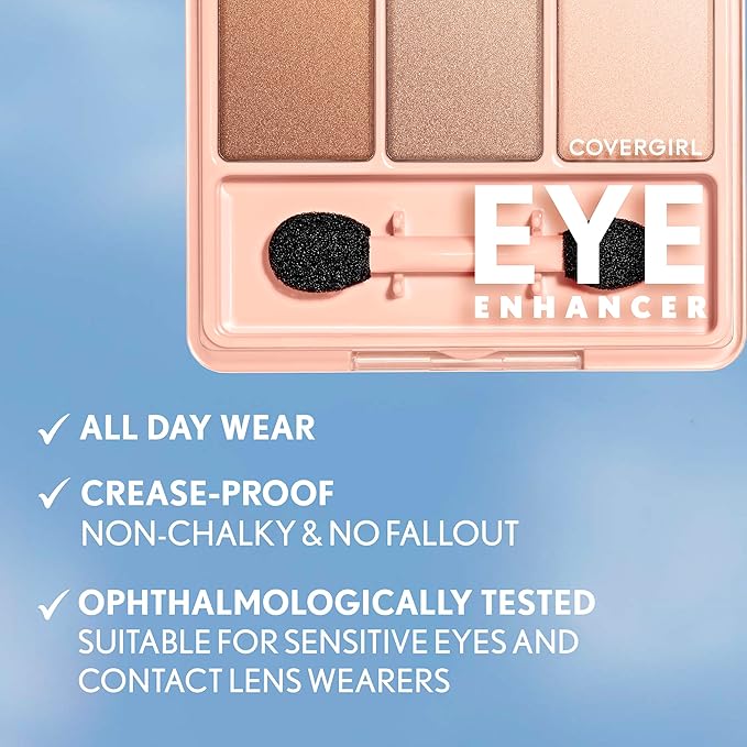 COVERGIRL Eye Enhancer, Midnight Glimmer, Eyeshadow Mono, Easy to Wear, Clean & Vegan, Talc-Free, Matte & Shimmer Finishes, Smudge-Proof, 0.09oz