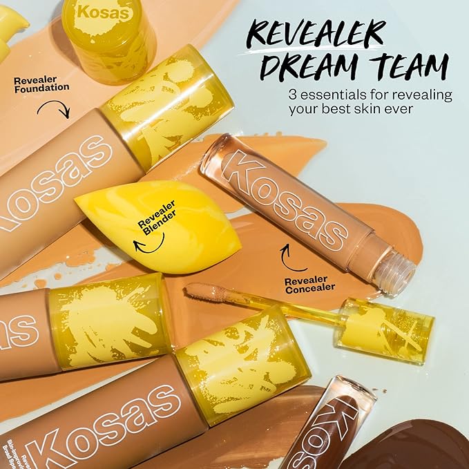 Kosas Revealer Skin-Improving Foundation with SPF 25 Protection - Hydrate, Brighten, Soothe, Plump, Protect Skin - Smoothing Texture, Natural Finish and Clean Formula - Light Neutral 140