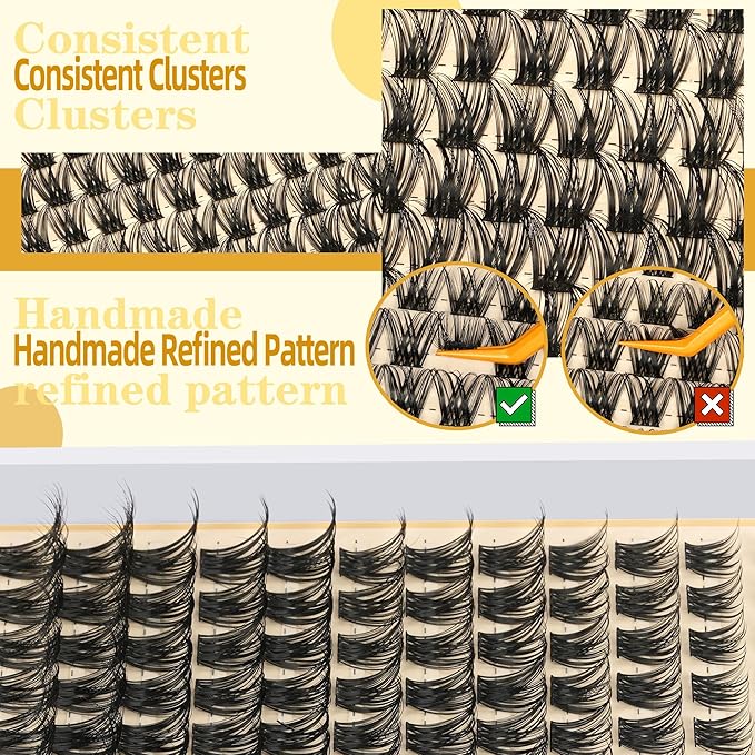 Eyelash Cluster 10-18mm Wispy Eyelash Clusters D Curl DIY Lash Extension Natural Lash Clusters Individual Lashes (LF01 Lashes Only)