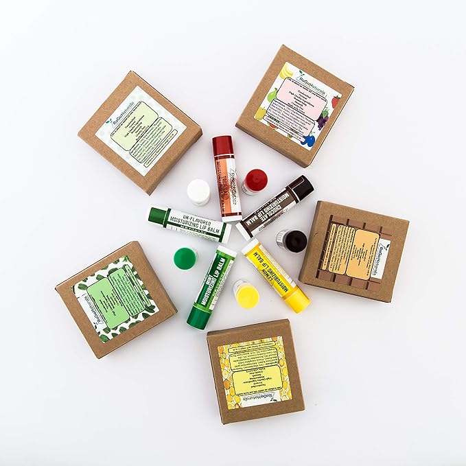 All Natural Tropical Moisturizing Lip Balm, Nourishing Lip Care For All Day Hydration, 100% Natural, Handmade with Love in USA, SuperFruit - Berries, Mango, Grapefruit (4 Pack)