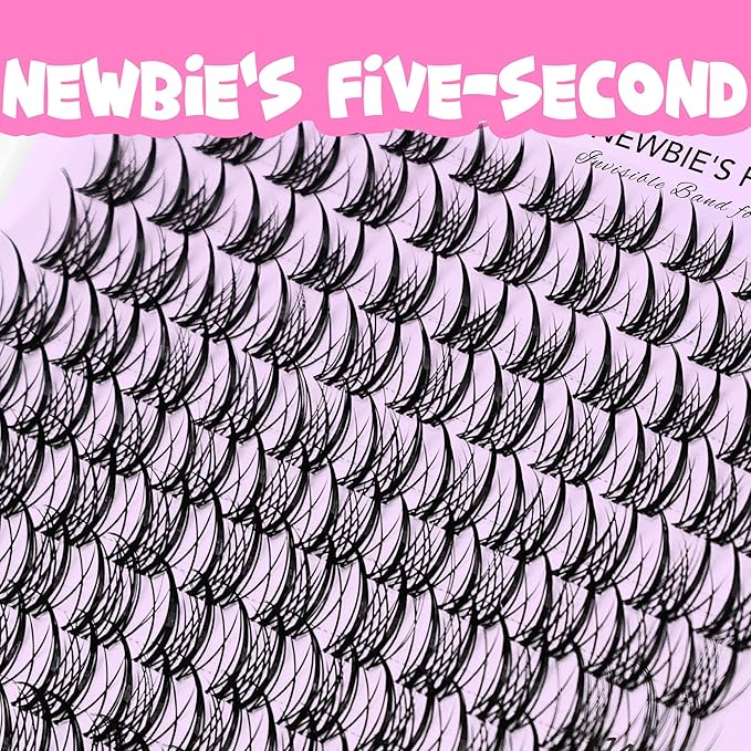 VEYESBEAUTY Lash Clusters Eyelash Extensions Thin & Invisible Band DIY Individual False Eyelashes Newbie's Five-Second Series Wispy Lash Tray for Self-application, Sylph Lashes 8-18mm Mixed Length