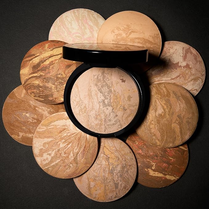 LAURA GELLER NEW YORK Award-Winning Baked Balance-n-Brighten Color Correcting Powder Foundation - Deep - Buildable Light to Medium Coverage - Demi-Matte Natural Finish