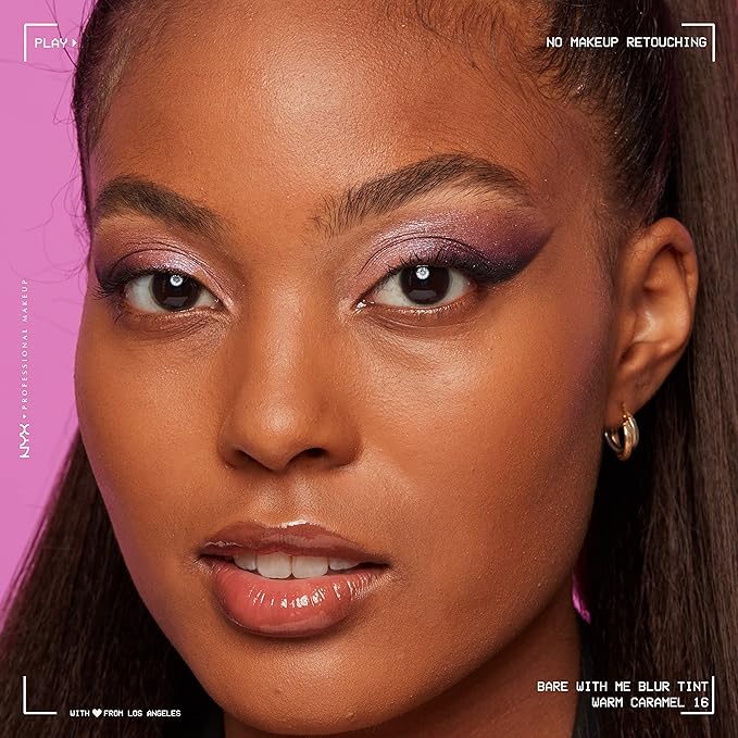 NYX PROFESSIONAL MAKEUP Bare With Me Blur Skin Tint Foundation Make Up with Matcha, Glycerin & Niacinamide - Warm Caramel