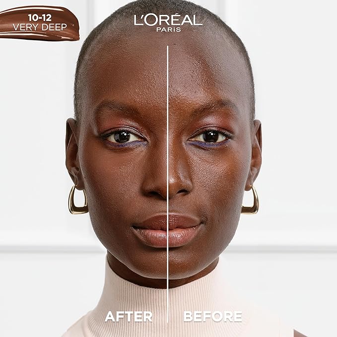 L'Oreal Paris True Match Nude Hyaluronic Tinted Serum Foundation with 1% Hyaluronic acid, Very Deep 10-12, 1 fl. oz.