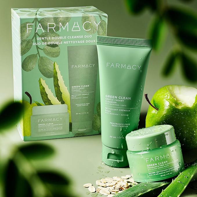Farmacy Gentle Double Cleanse Skincare Gift Set - Fragrance-Free Gentle Creamy Face Cleanser & Makeup Remover Cleansing Balm - Melts Away Makeup & Helps Promote Healthy Skin (2 Count)