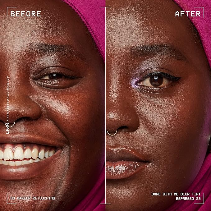 NYX PROFESSIONAL MAKEUP Bare With Me Blur Skin Tint Foundation Make Up with Matcha, Glycerin & Niacinamide - Espresso