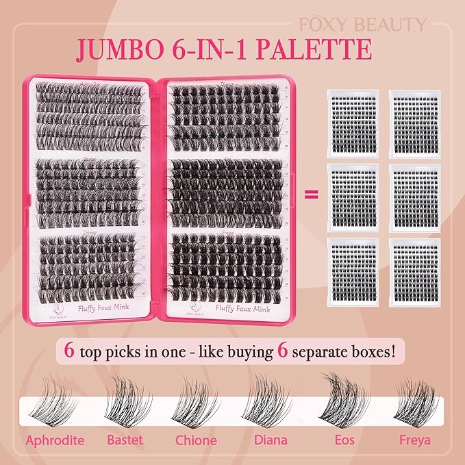 Diva Lash Clusters Kit - 432 Pieces Lash Clusters D Curl Lash Extension Kit Fluffy Lash Clusters Kit WideSpan Individual Lashes 12-20mm Eyelash Clusters, Eyelash Extension Kit With Bond and Seal