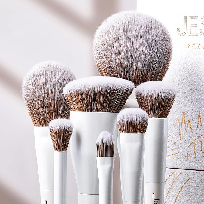 Jessup Makeup Brushes Set 14pcs Make up Brushes Premium Synthetic Foundation Concealer Blush Contour Powder Eye Shadow Blending Brush, Pearl White T343