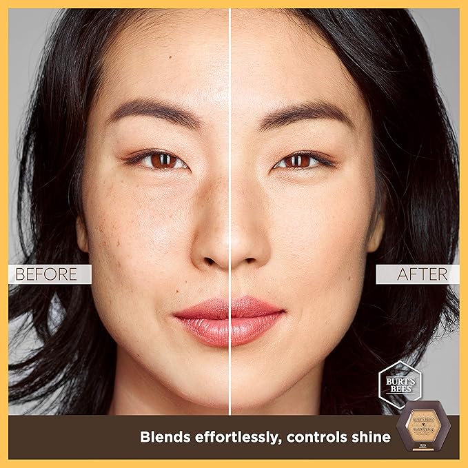 Burts Bees 100% Natural Mattifying Powder Foundation, Nutmeg - 0.3 Ounce (Pack of 2)