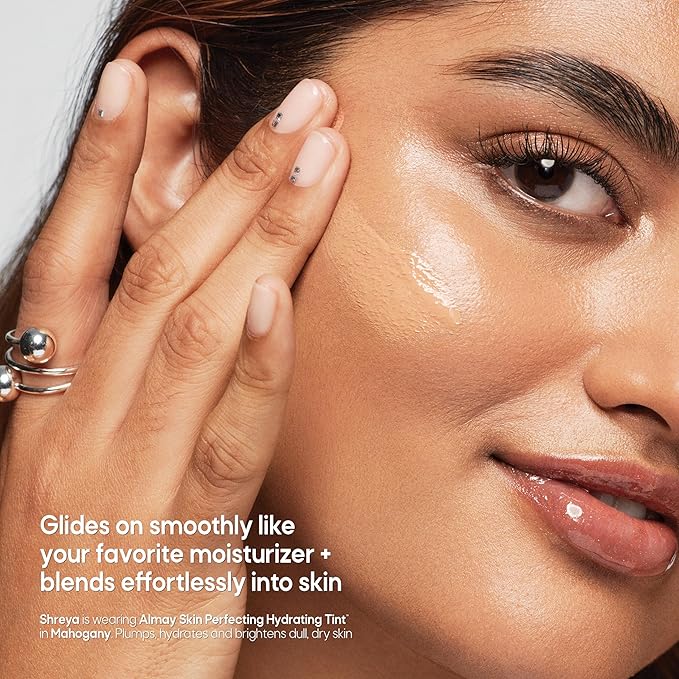 Almay Hydrating Liquid Foundation Tint, Lightweight with Light Coverage, Naturally Dewy Finish, Hypoallergenic, Dermatologist TestedFragrance Free, 110 Buff, 0.94 fl oz.