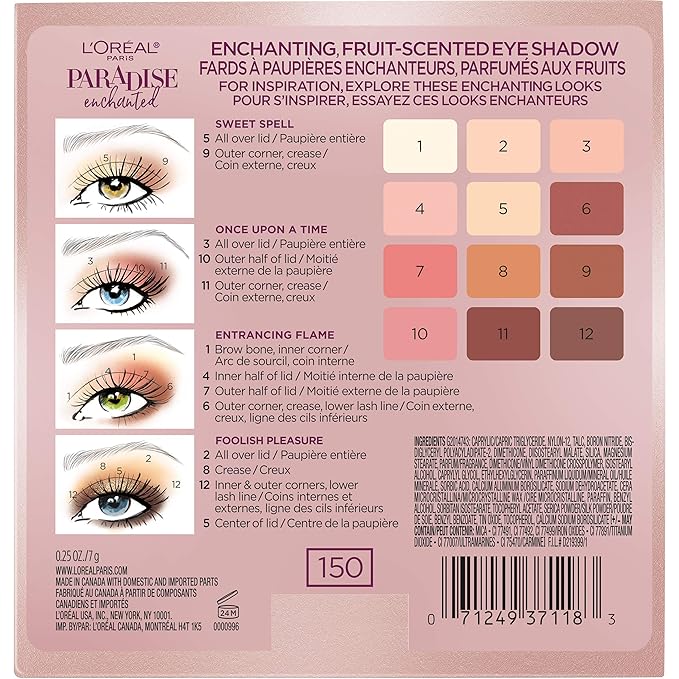 L'Oreal Paris Paradise Enchanted Scented Eyeshadow Palette, 0.25 fl; oz. (Pack of 2)