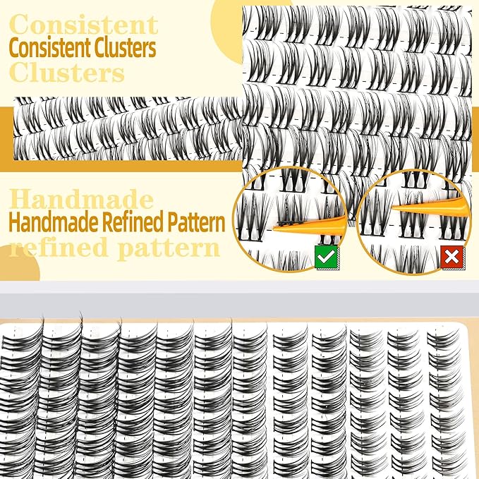 Eyelash Clusters 10-18mm Lash Clusters Wispy Kit D Curl DIY Cluster Lash Extension Kit Individual Lashes Kit With Bond & Seal, Glue Remover, Tweezers(LF04 Lashes Set)
