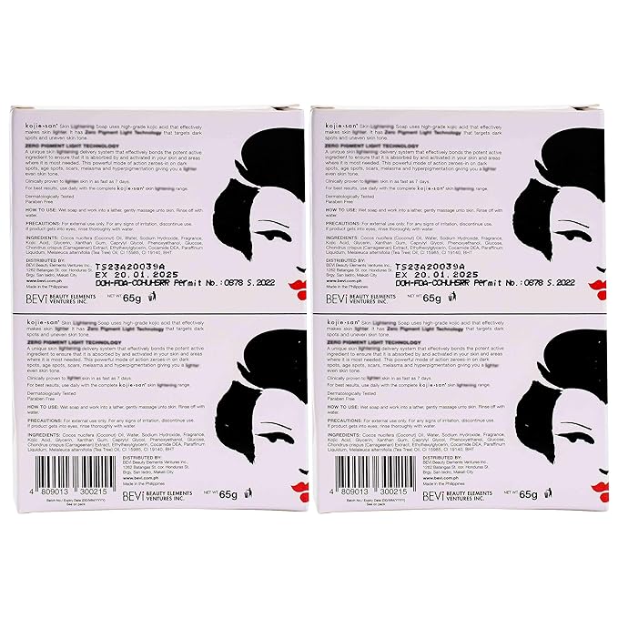 Kojie San Skin Brightening Brush Set - Original Kojic Acid Soap That Helps Reduces Dark Spots & Other Types of Skin Damage – 65g x 6 Bars and Relumins Deep Pore Facial Cleansing Brush