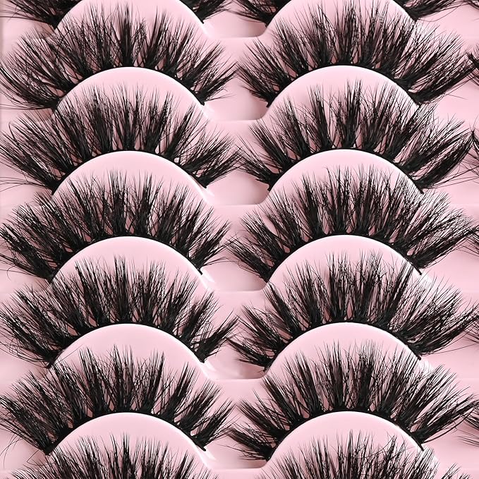 FARRED Cat Eye Lashes Fluffy False Eyelashes 14 Pairs Fake Eyelashes Natural Look Short Natural Lashes Cateye Lash Wispy Volume Eyelash Faux Mink Strip Lashes Pack for Daily Makeup (F27 | 9-17mm)