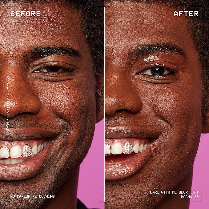 NYX PROFESSIONAL MAKEUP Bare With Me Blur Skin Tint Foundation Make Up with Matcha, Glycerin & Niacinamide - Mocha